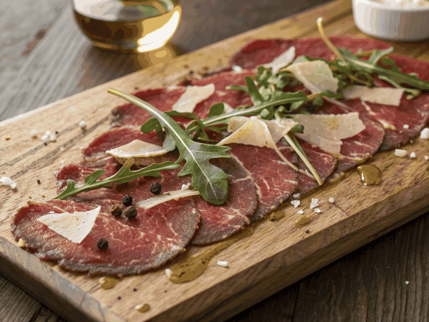 Beef carpaccio with arugula and parmesan