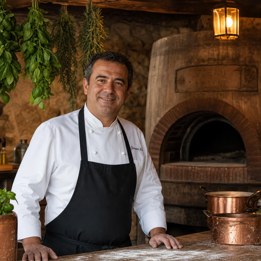 Executive Chef Marco Rossi preparing fresh pasta in the kitchen