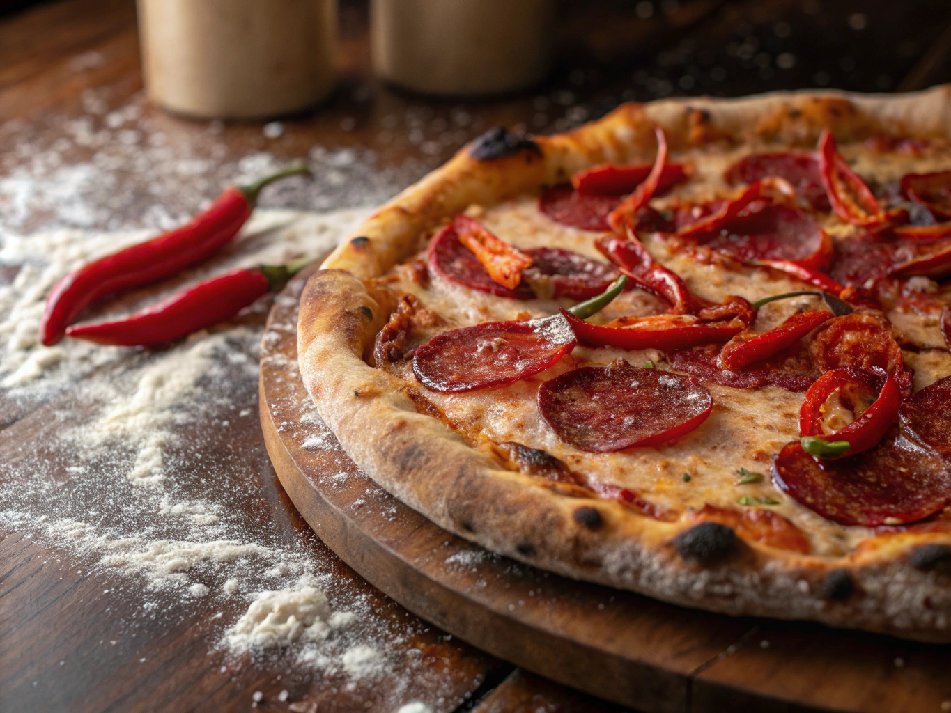 Spicy Calabrian artisan pizza with chili honey drizzle